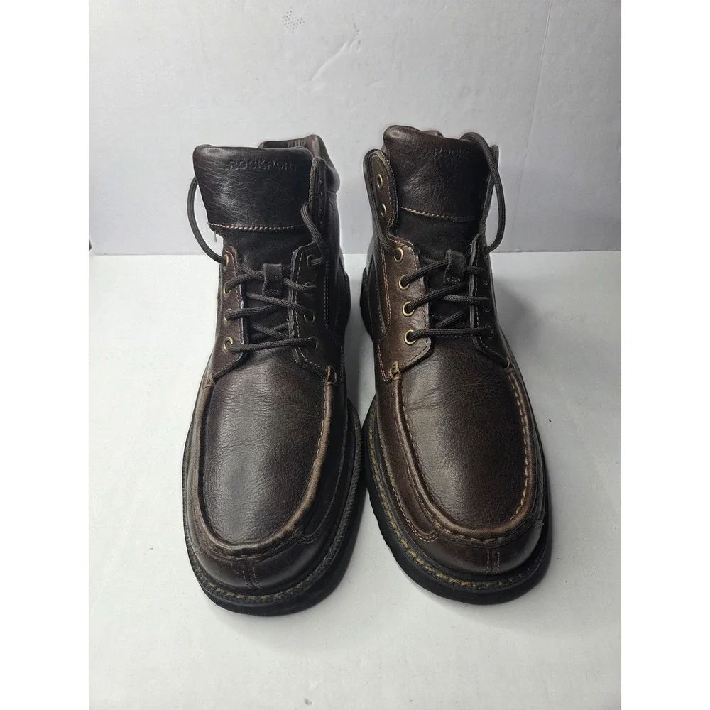 Rockport Mens K57280 Dark Brown Leather Moc Toe Lace Up Ankle Boots‎ Size 11.5 M